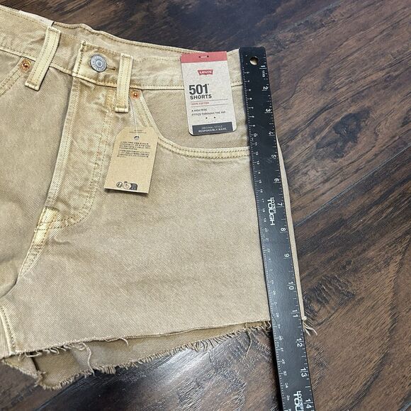 NWT Levis Shorts Womens 27 Tan 501 Button Fly Cut Off High Rise Jean Denim - Picture 4 of 12